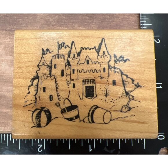 Sandcastle W.M. Rubber Stamp By Delafield Stamp Co Beach F527 - Picture 1 of 3